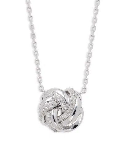 Saks Fifth Avenue Women's 14k White Gold & 0.1 Tcw Diamond Knot Pendant Necklace/16''