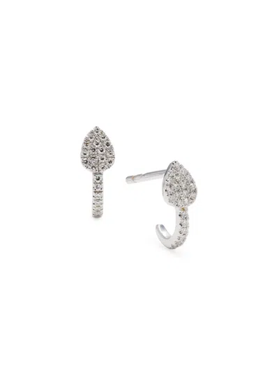 Saks Fifth Avenue Women's 14k White Gold & 0.1 Tcw Pavé Diamond Stud Earrings