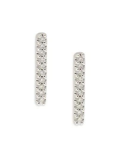 Saks Fifth Avenue Women's 14k White Gold & 0.10 Tcw Diamond Bar Stud Earrings