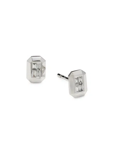 Saks Fifth Avenue Women's 14k White Gold & 0.14 Tcw Baguette Diamond Stud Earrings