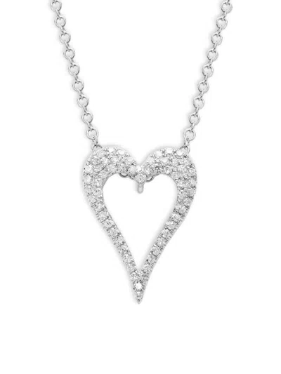 Saks Fifth Avenue Women's 14k White Gold & 0.14 Tcw Diamond Heart Pendant Necklace/18" In Gray