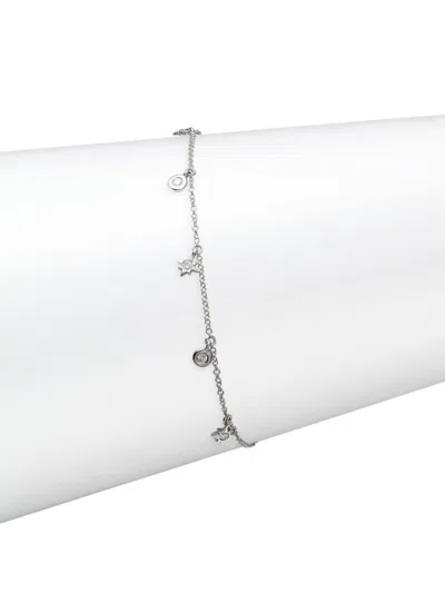 Saks Fifth Avenue Women's 14k White Gold & 0.15 Tcw Diamond Charm Bracelet In Metallic