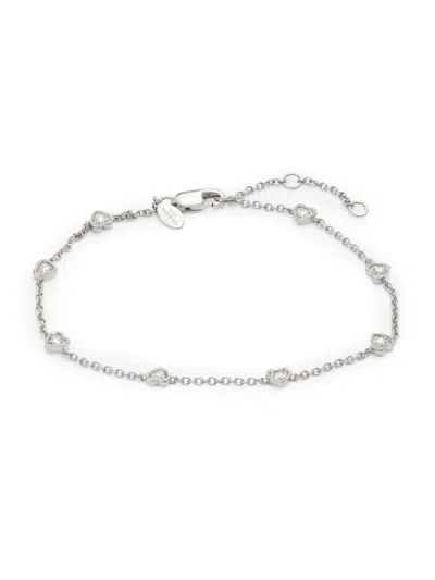 Saks Fifth Avenue Women's 14k White Gold & 0.15 Tcw Diamond Heart Station Bracelet