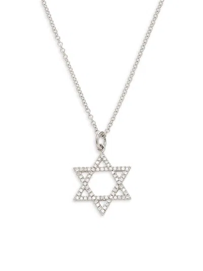 Saks Fifth Avenue Women's 14k White Gold & 0.15 Tcw Diamond Star Pendant Necklace