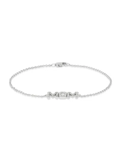 Saks Fifth Avenue Women's 14k White Gold & 0.17 Tcw Diamond Mom Bracelet