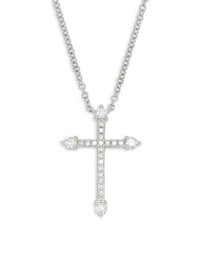 Saks Fifth Avenue Women's 14k White Gold & 0.17 Tcw Diamondcross Pendant Necklace