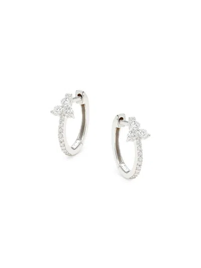 Saks Fifth Avenue Women's 14k White Gold & 0.184 Tcw Diamond Huggie Earrings