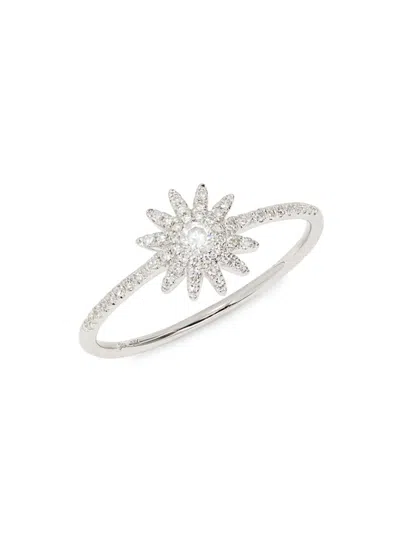 Saks Fifth Avenue Women's 14k White Gold & 0.2 Tcw Diamond Starburst Ring In Metallic