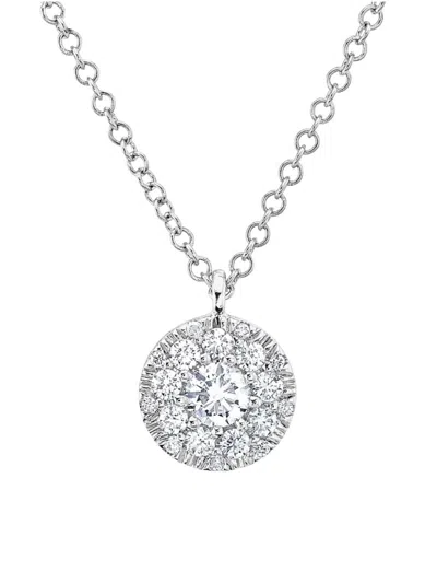 Saks Fifth Avenue Women's 14k White Gold & 0.23 Tcw Diamond Cluster Pendant Necklace/18"