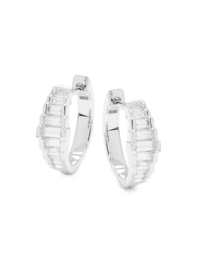Saks Fifth Avenue Women's 14k White Gold & 0.23 Tcw Diamond Hoop Earrings