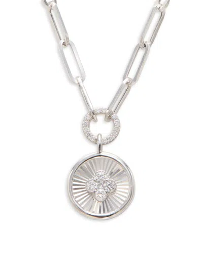 Saks Fifth Avenue Women's 14k White Gold & 0.23 Tcw Lab-grown Diamond Pendant Necklace