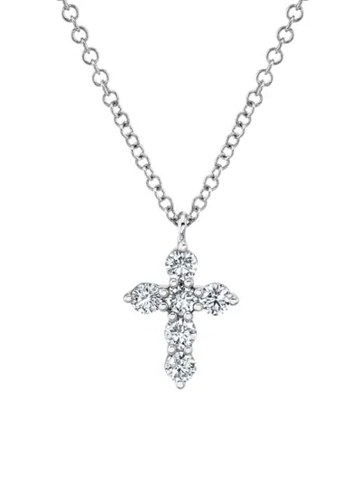 Saks Fifth Avenue Women's 14k White Gold & 0.25 Tcw Diamond Cross Pendant Necklace/18"