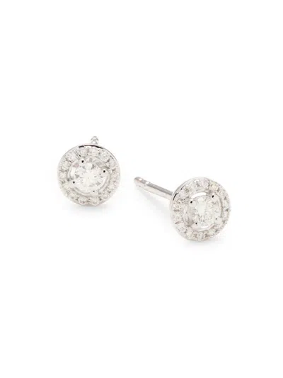 Saks Fifth Avenue Women's 14k White Gold & 0.25 Tcw Diamond Halo Stud Earrings