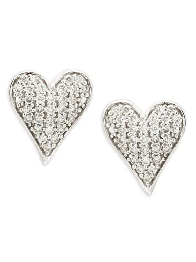Saks Fifth Avenue Women's 14k White Gold & 0.25 Tcw Diamond Heart Stud Earrings