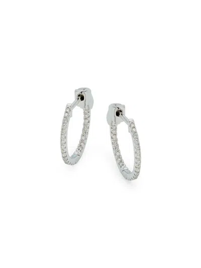 Saks Fifth Avenue Women's 14k White Gold & 0.25 Tcw Diamond Huggie Earrings In Metallic