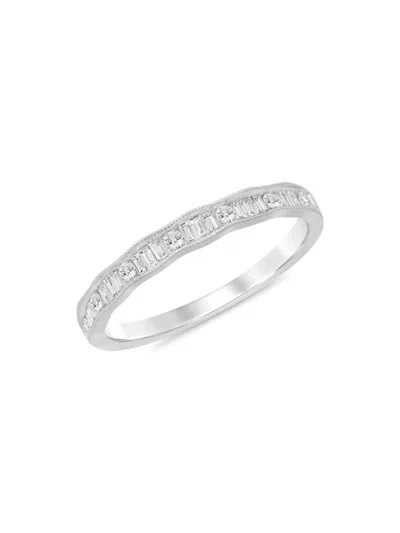 Saks Fifth Avenue Women's 14k White Gold & 0.25 Tcw Diamond Milgrain Band Ring