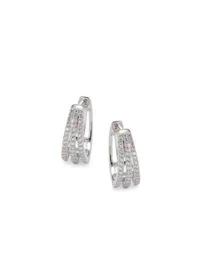 Saks Fifth Avenue Women's 14k White Gold & 0.25 Tcw Diamond Pavé Huggies Earrings