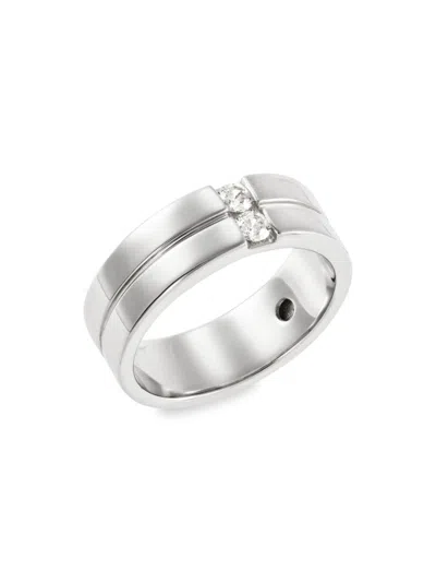 Saks Fifth Avenue Women's 14k White Gold & 0.25 Tcw Lab Grown Diamond Ridged Band Ring