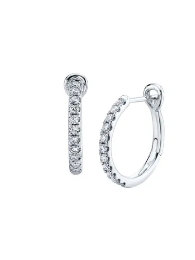 Saks Fifth Avenue Women's 14k White Gold & 0.26 Tcw Diamond Huggie Earrings