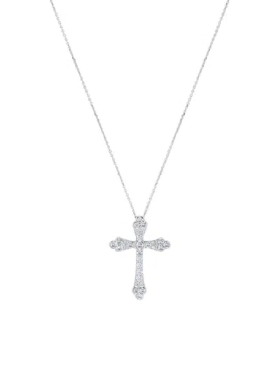 Saks Fifth Avenue Women's 14k White Gold & 0.29 Tcw Diamond Cross Pendant Necklace/18"