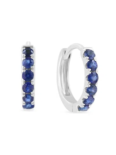 Saks Fifth Avenue Women's 14k White Gold & 0.29 Tcw Natural Sapphire Huggie Earrings
