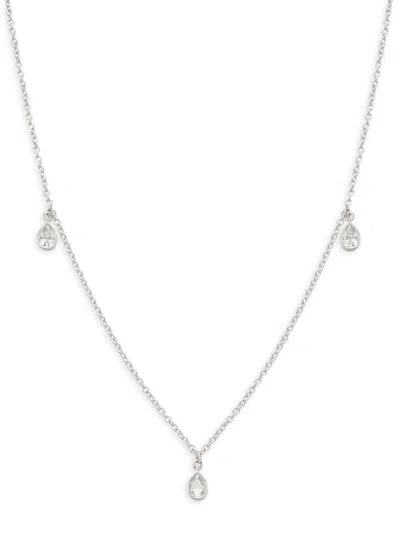Saks Fifth Avenue Women's 14k White Gold & 0.3 Tcw Diamond Tear Drop Shaped Necklace/18'' In Metallic
