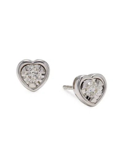 Saks Fifth Avenue Women's 14k White Gold & 0.30 Tcw Diamond Heart Stud Earrings
