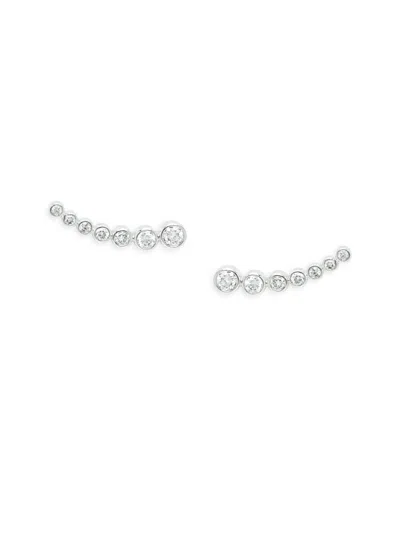 Saks Fifth Avenue Women's 14k White Gold & 0.34 Tcw Diamond Climber Earrings In Metallic