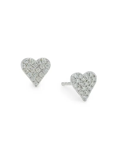 Saks Fifth Avenue Women's 14k White Gold & 0.38 Tcw Diamond Heart Shaped Stud Earrings