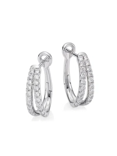 Saks Fifth Avenue Women's 14k White Gold & 0.4 Tcw Diamond Split Hoop Earrings