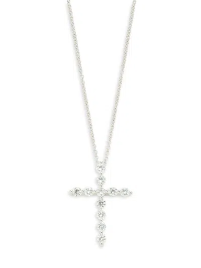 Saks Fifth Avenue Women's 14k White Gold & 0.45 Tcw Lab Grown Diamond Cross Pendant Necklace