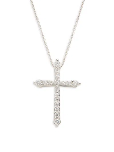 Saks Fifth Avenue Women's 14k White Gold & 0.45 Tcw Lab-grown Diamond Cross Pendant Necklace