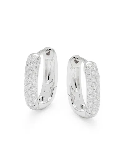 Saks Fifth Avenue Women's 14k White Gold & 0.46 Tcw Diamond Hoop Earrings In Metallic