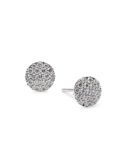 Saks Fifth Avenue Women's 14k White Gold & 0.48 Tcw Pavé Diamond Circle Stud Earrings