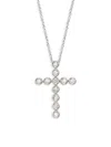 Saks Fifth Avenue Women's 14k White Gold & 0.5 Tcw Diamond Cross Pendant Necklace/16" In White Gold