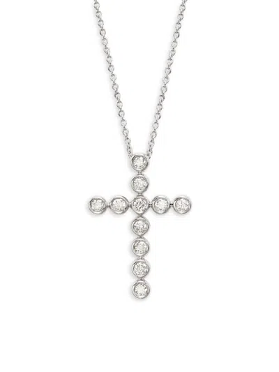 Saks Fifth Avenue Women's 14k White Gold & 0.5 Tcw Diamond Cross Pendant Necklace/16"