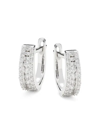 Saks Fifth Avenue Women's 14k White Gold & 0.5 Tcw Diamond Huggie Earrings