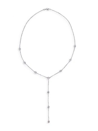 Saks Fifth Avenue Women's 14k White Gold & 0.5 Tcw Natural Diamond Station Lariat Necklace