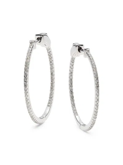 Saks Fifth Avenue Women's 14k White Gold & 0.50 Tcw Diamond Hoop Earrings
