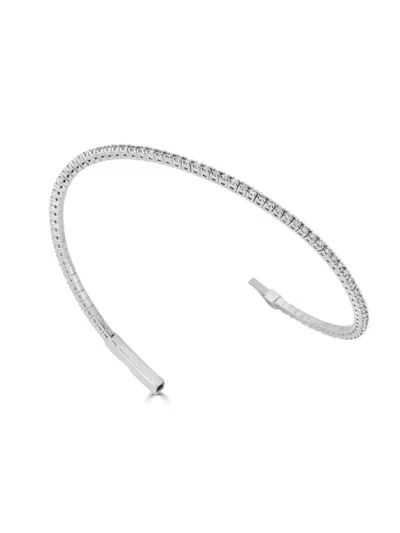 Saks Fifth Avenue Women's 14k White Gold & 0.65 Tcw Diamond Bangle Bracelet In Metallic