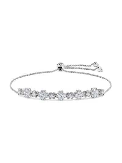 Saks Fifth Avenue Women's 14k White Gold & 0.7 Tcw Diamond Clover Bolo Bracelet