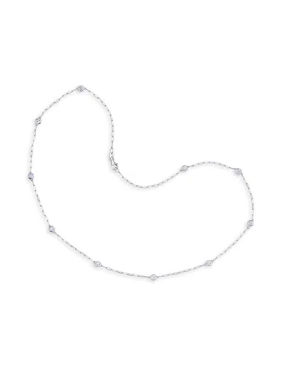 Saks Fifth Avenue Women's 14k White Gold & 0.75 Tcw Diamond Station Necklace In Metallic