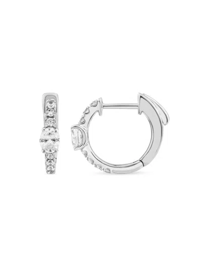 Saks Fifth Avenue Women's 14k White Gold & 0.75 Tcw Lab Grown Diamond Huggie Hoop Earrings In Metallic