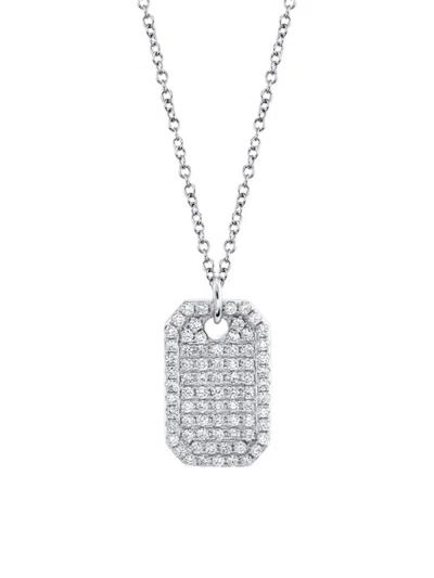 Saks Fifth Avenue Women's 14k White Gold & 0.9 Tcw Diamond Dog Tag Pendant Necklace