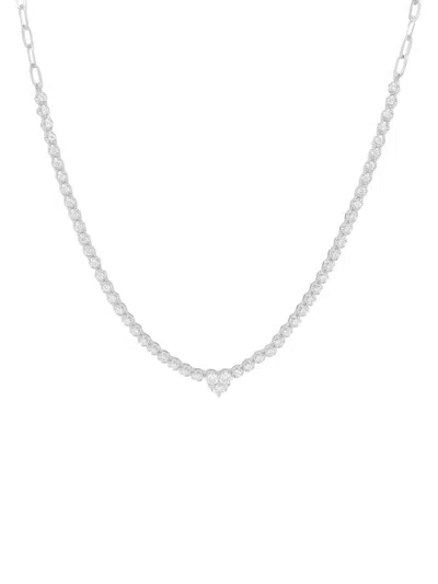 Saks Fifth Avenue Women's 14k White Gold & 0.96 Tcw Diamond Heart Necklace/18''