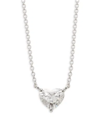 Saks Fifth Avenue Women's 14k White Gold & 0.98 Tcw Lab-grown Diamond Solitaire Pendant Necklace/18"