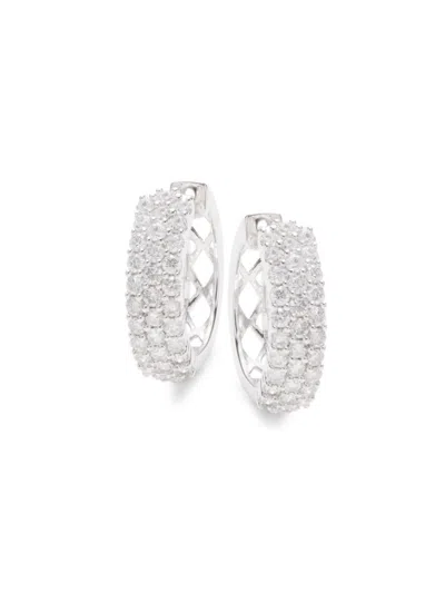 Saks Fifth Avenue Women's 14k White Gold & 1 Tcw Diamond Hoop Earrings