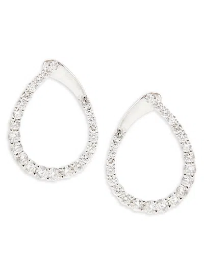 Saks Fifth Avenue Women's 14k White Gold & 1 Tcw Diamond Teardrop Hoop Earrings
