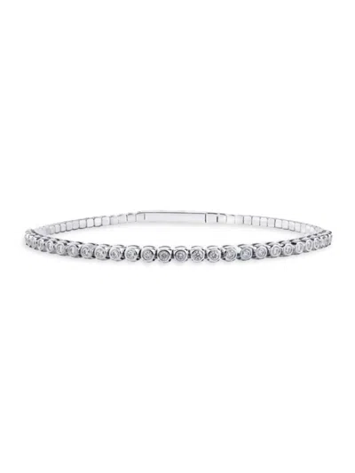 Saks Fifth Avenue Women's 14k White Gold & 1 Tcw Diamond Tennis Bangle Bracelet In Metallic
