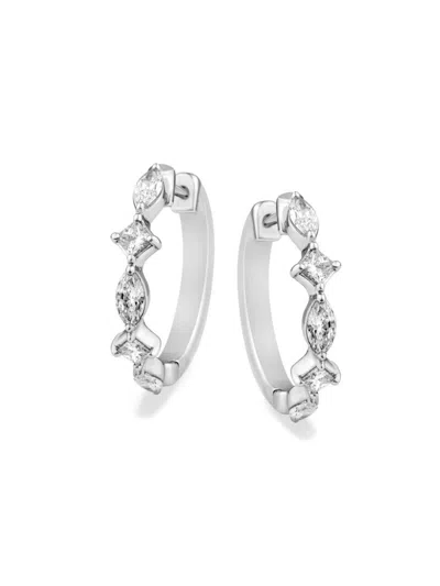 Saks Fifth Avenue Women's 14k White Gold & 1 Tcw Lab Grown Diamond Hoop Earrings In Metallic